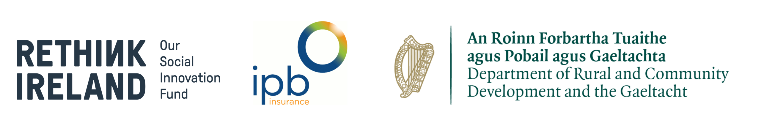 Logos; Rethink Ireland, IPB Insurance, DRCDG